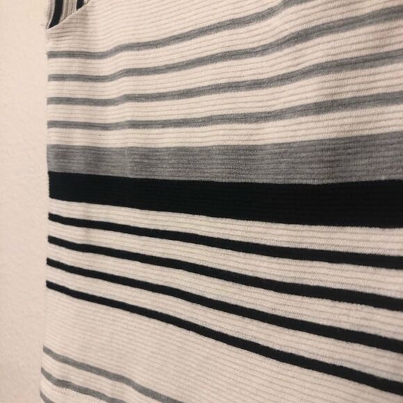 Anthropologie Deletta Tunic black and white striped Top hi low crew neck tunic S - Picture 7 of 13